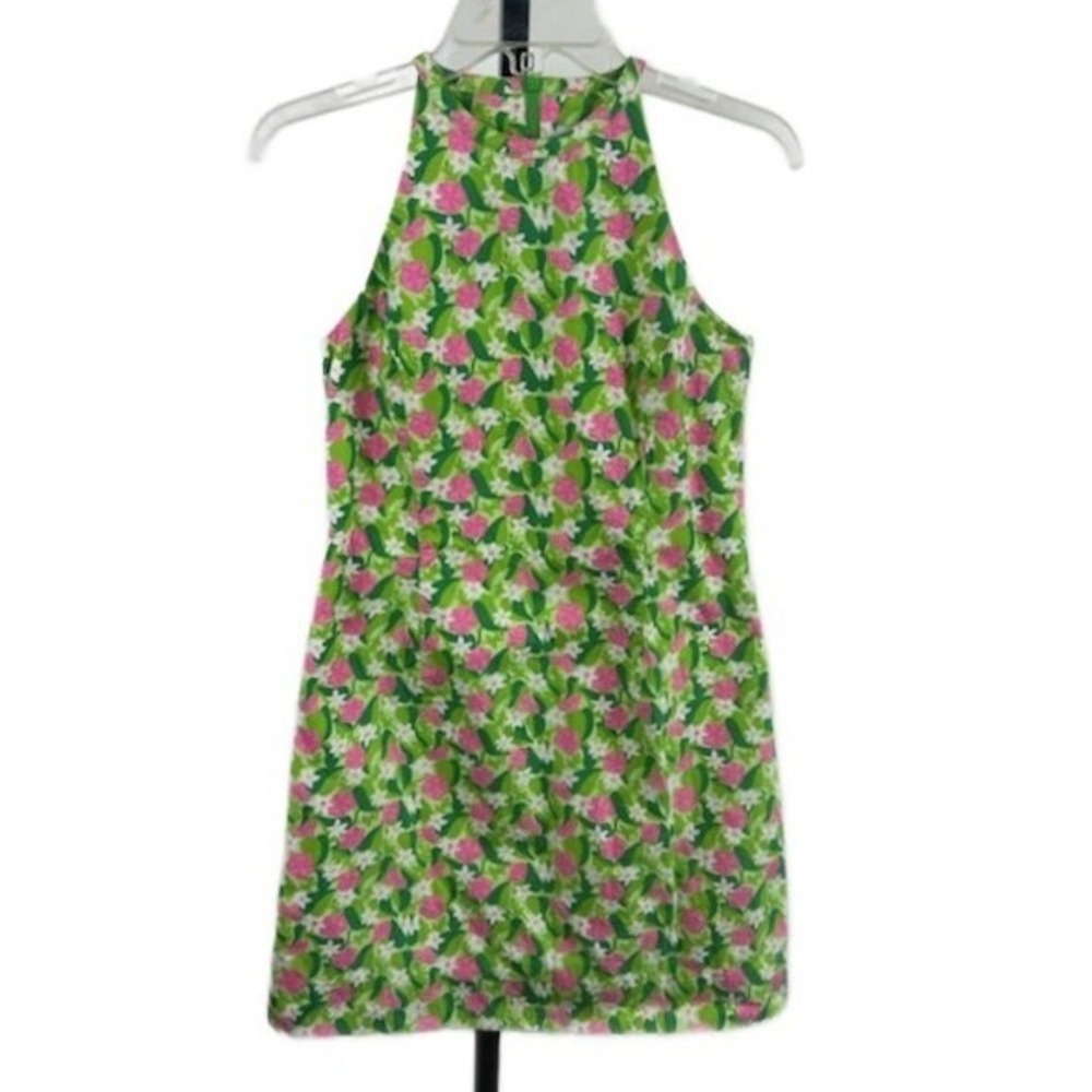 Lilly Pulitzer Women's Size 4 Pink Green Floral Halter Neck Dress